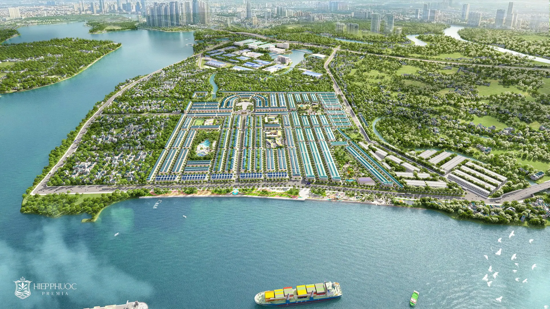 Phối cảnh tổng thể Hiep Phuoc Premia bên sông Soài Rạp